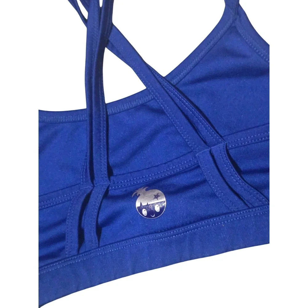 Rubber Doll Womens Royal Blue‎ Strappy Cross Back Wireless Sports Bra Small